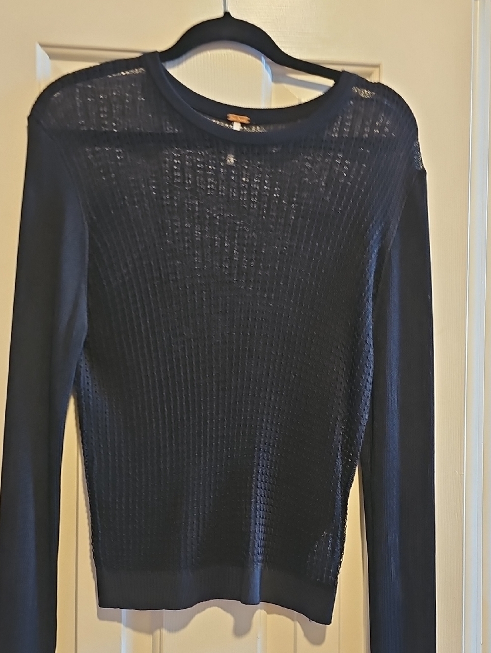 NWOT Free People H20 Crew Sheer Top ~  Black ~ XL - Picture 7 of 9